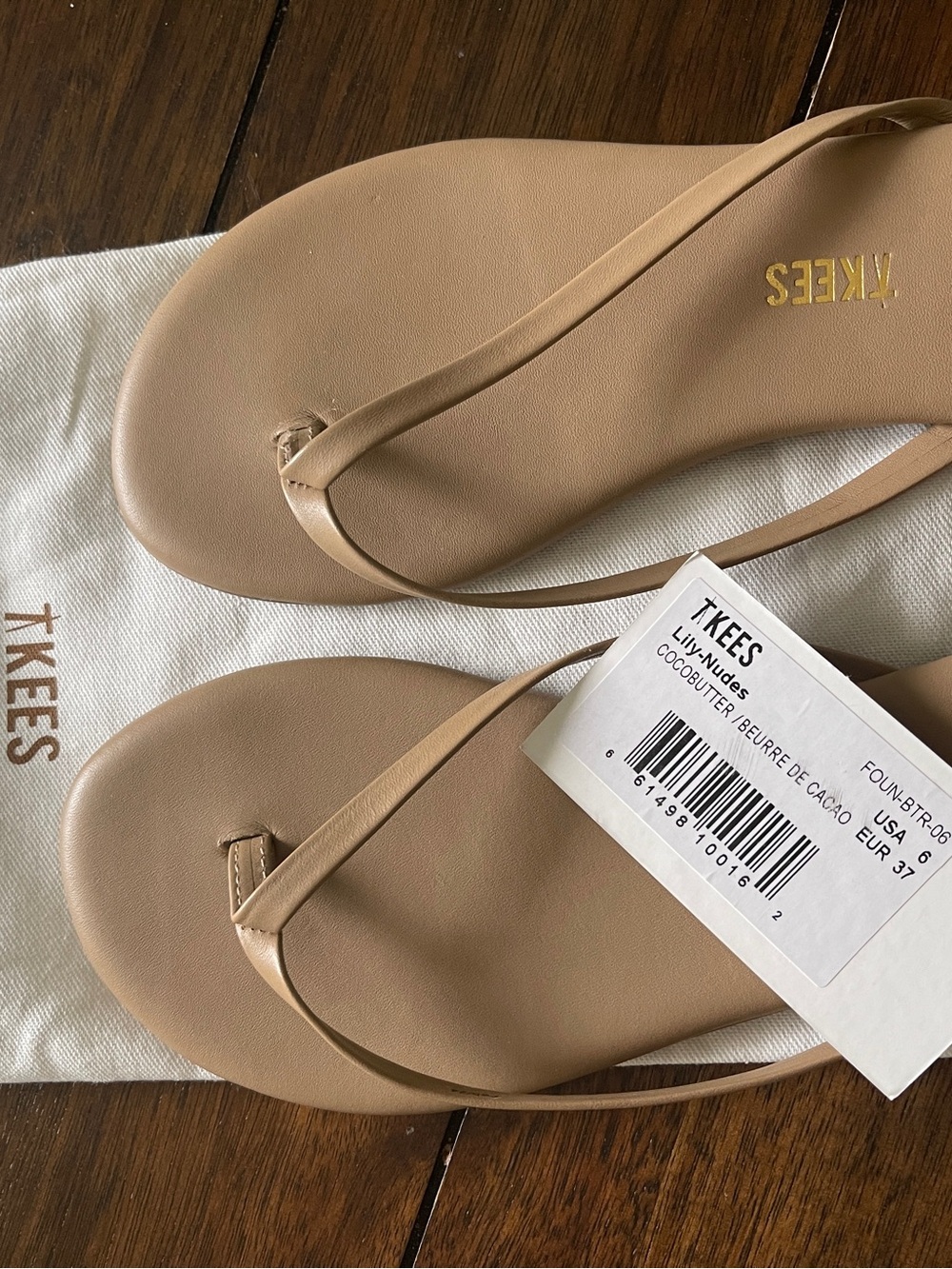 TKEES Nude Leather Flip Flop Sandals